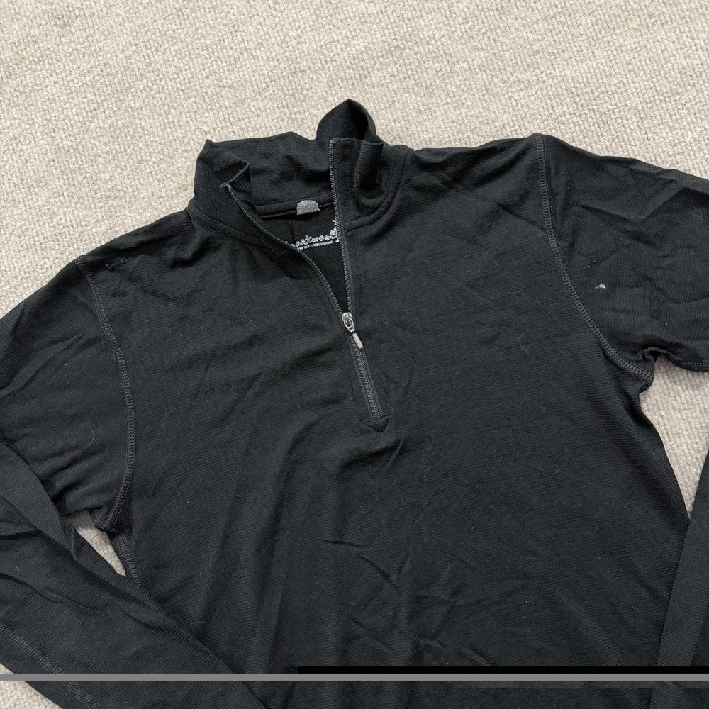 SMARTWOOL Classic Thermal Merino Base Layer 1/4 Zip Top Black Woman's Sz Medium